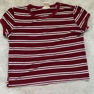 Wet Seal Maroon Striped Crop Top